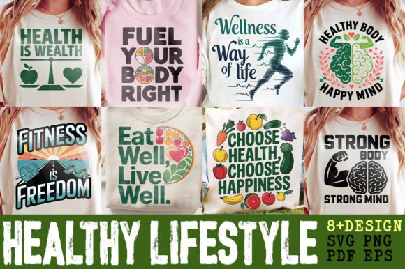 Download Healthy Lifestyle Quotes T-Shirt Bundle - Health Collection
