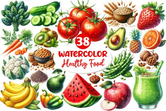 Download Watercolor Healthy Food Clipart - Health Collection