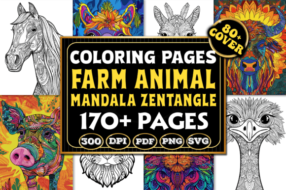 Download Farm Animal Mandala Zentangle Coloring - Man Collection