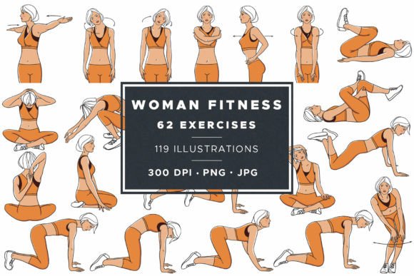 Download Woman Fitness Exercises Illustrations - Man Collection
