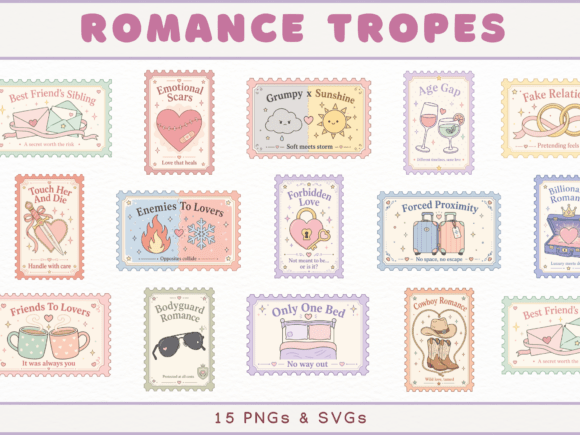 Download Romance Tropes Stamp Cliparts, Bookish - Man Collection