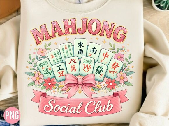 Download Mahjong Social Club Pink Floral Bow PNG - Premium Resources