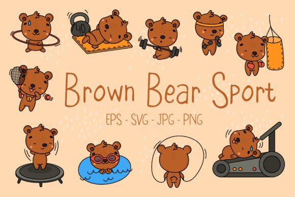 Download Set of Brown Bear Sportsman - Man Collection