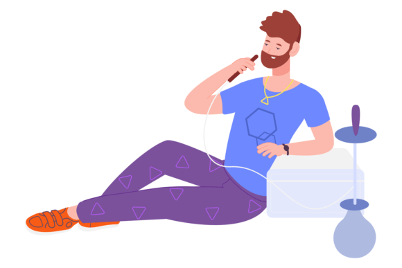 Download Man Smoking Hookah. Party Relaxation Wit - Man Collection